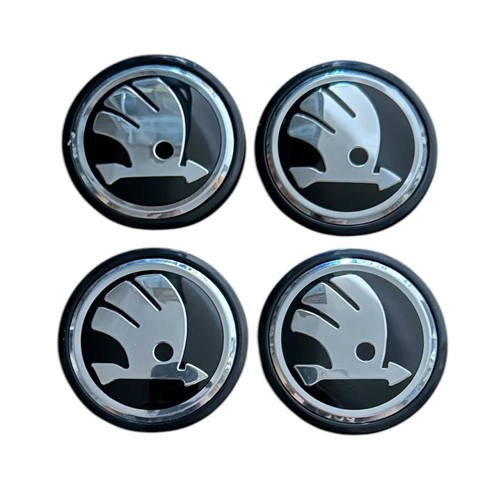 Set 4 capace roti 61mm exterior, 56mm interior Skoda argintii compatibil/inlocuitor janta aliaj