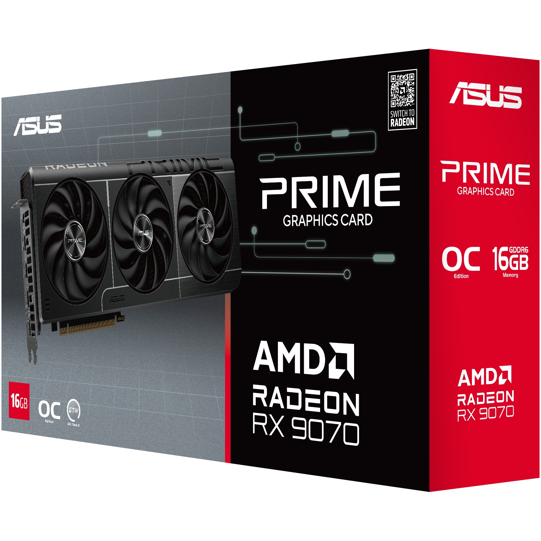 Placa video ASUS PRIME AMD RADEON™ RX 9070 OC, 16GB GDDR6, 256-bit