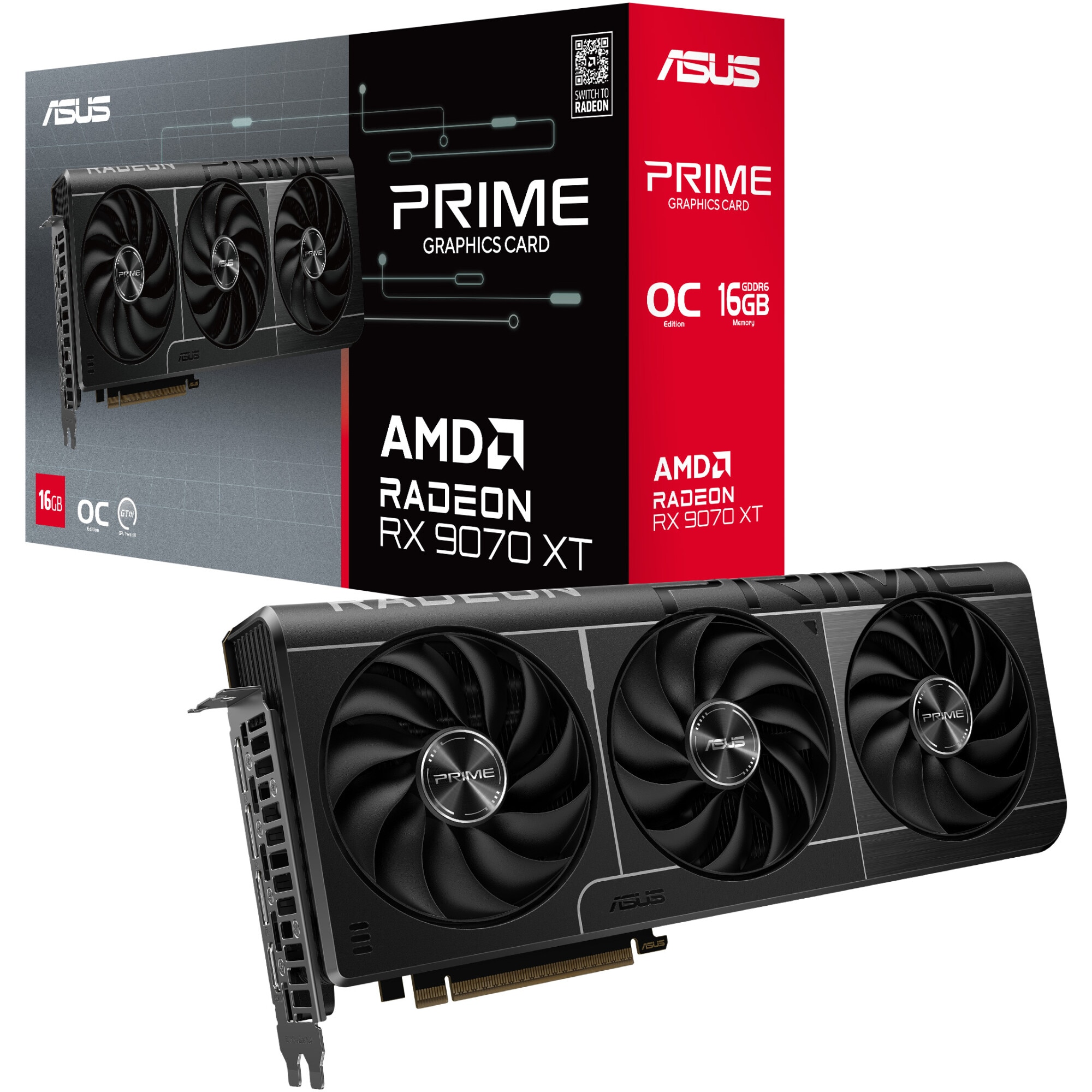Placa video ASUS PRIME AMD RADEON™ RX 9070 XT OC, 16GB GDDR6, 256