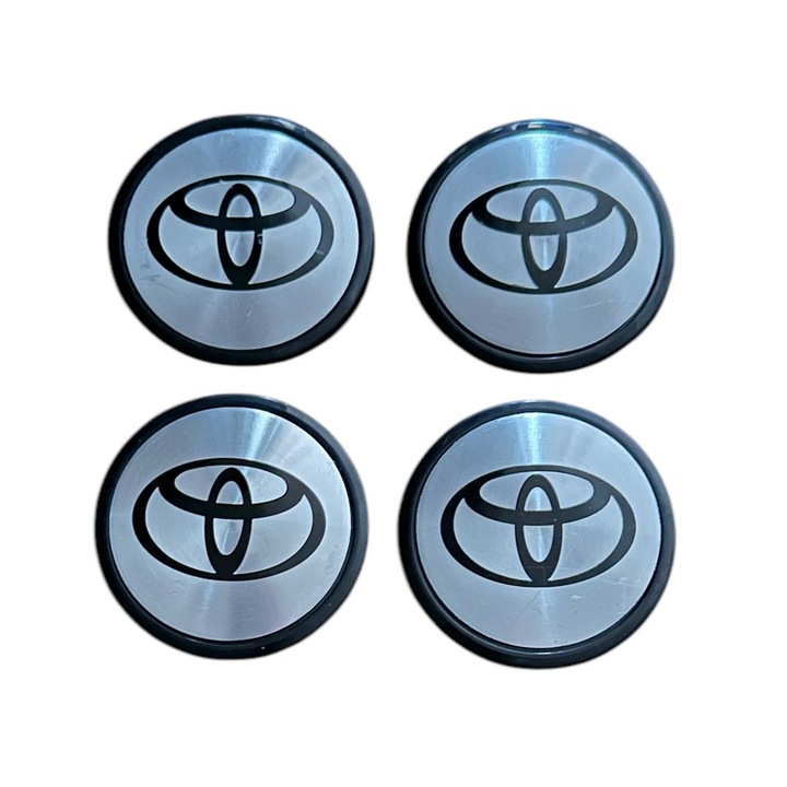 Set 4 capace roti 63mm exterior, 58mm interior Toyota argintii compatibil/inlocuitor janta aliaj