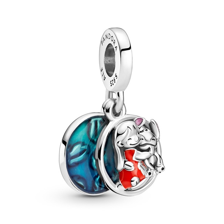 Charm compatibil cu bratara Pandora, model Disney Lilo & Stitch Family, din argint 925