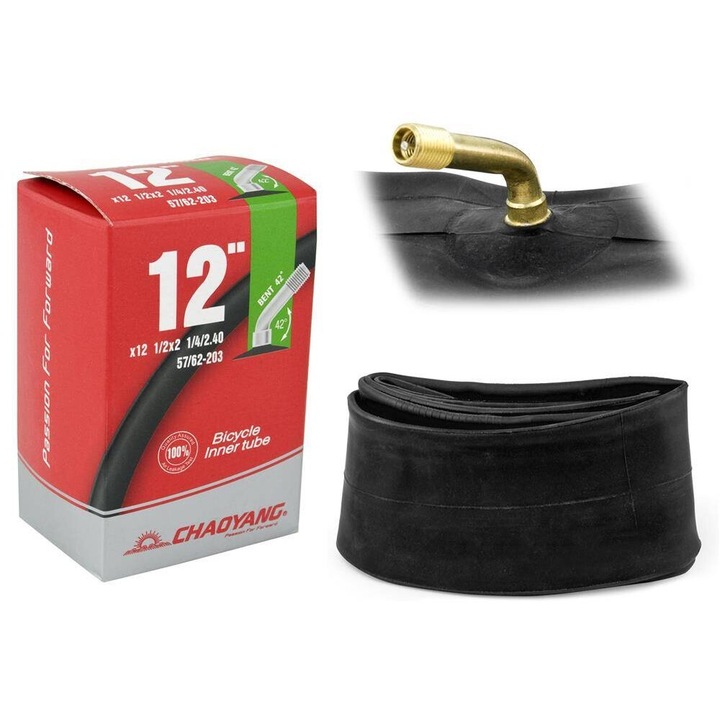 Камера за велосипедна гума, Chaoyang, 12 1/2" x 2 1/4", автомобилен вентил, 116гр