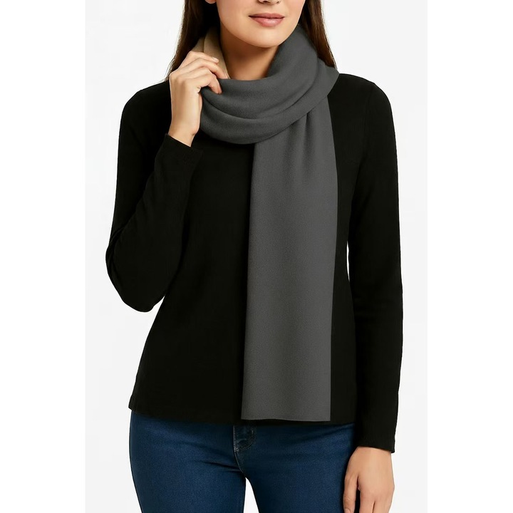 Esarfa de dama, imitatie de casmir, calda iarna, VIENOD®, unisex, 190 x 45 CM, Gri