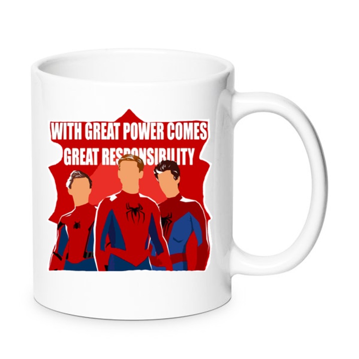 Керамична чаша Спайдър-мен, 330 мл, жив дизайн, бяло-червено