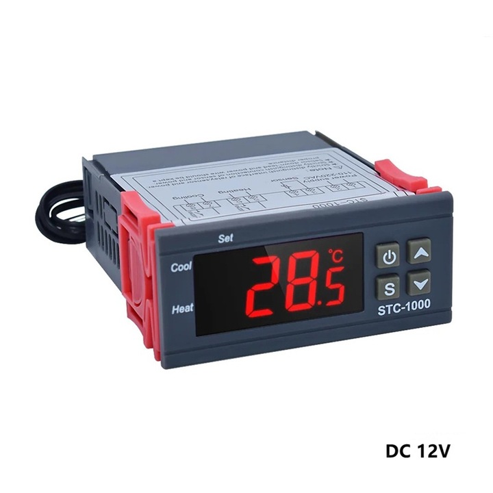 STC-1000 digitális elektronikus termosztát, DC 12V, hőmérséklet-szabályozó vezérlő