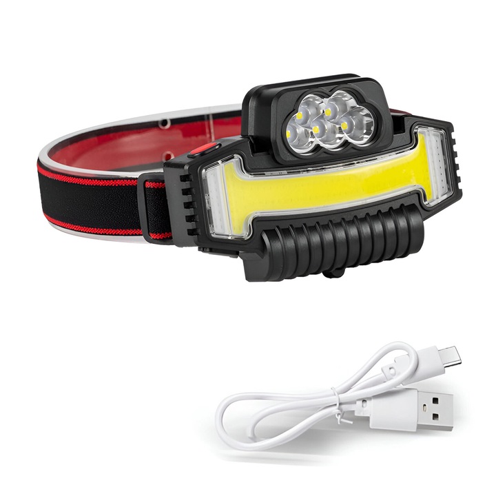 Többfunkciós LED zseblámpa 5+COB, állítható 90°, 100g