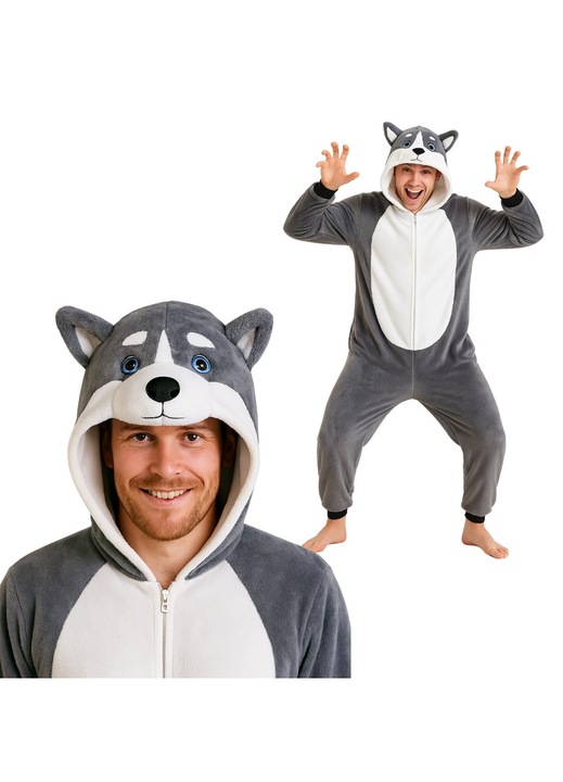 Kigurumi Onesie, darab, Fehér/Szürke