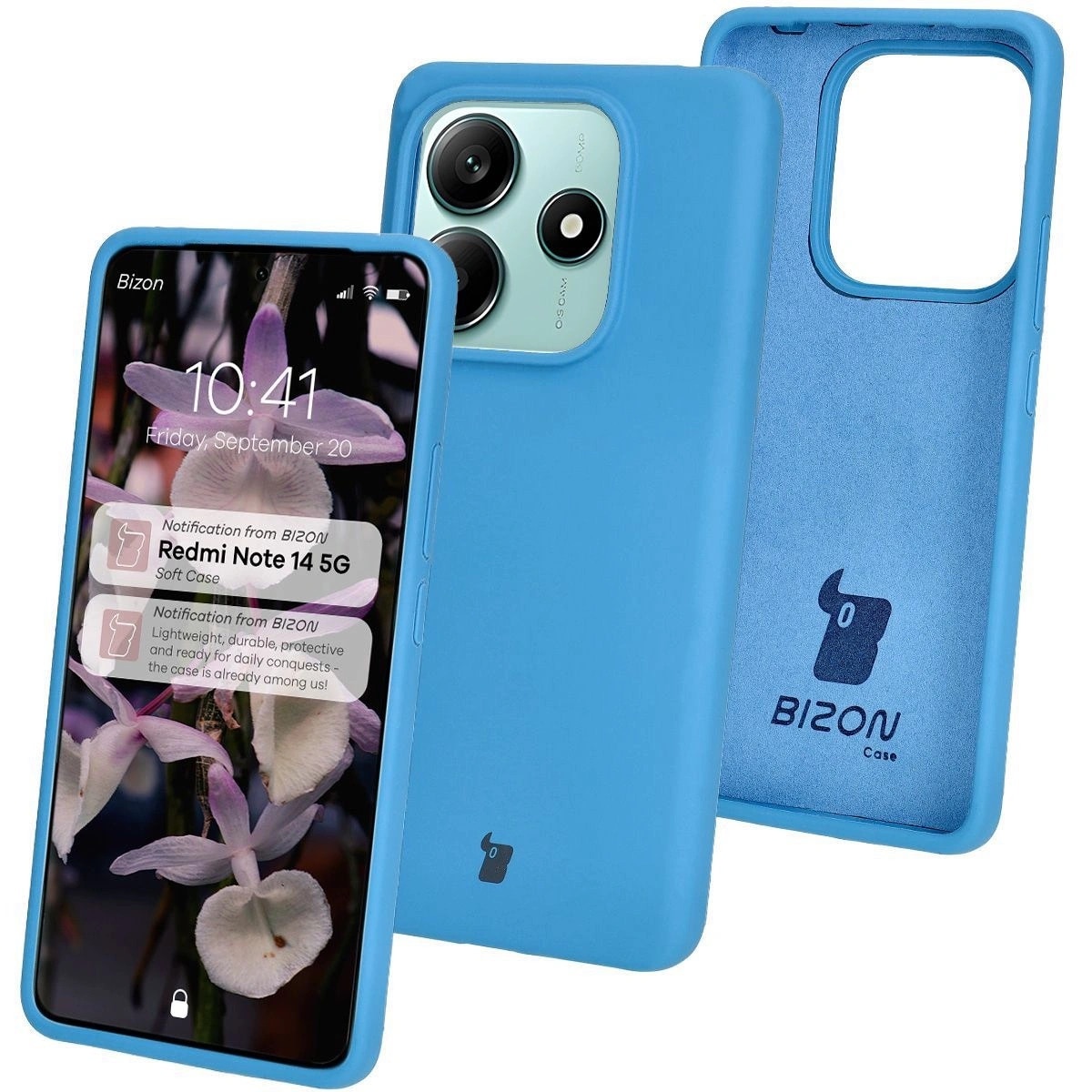 Husă din silicon BizonMobile Soft Case pentru Xiaomi Redmi Note 14 5G, albastru, 16.14x7.32cm