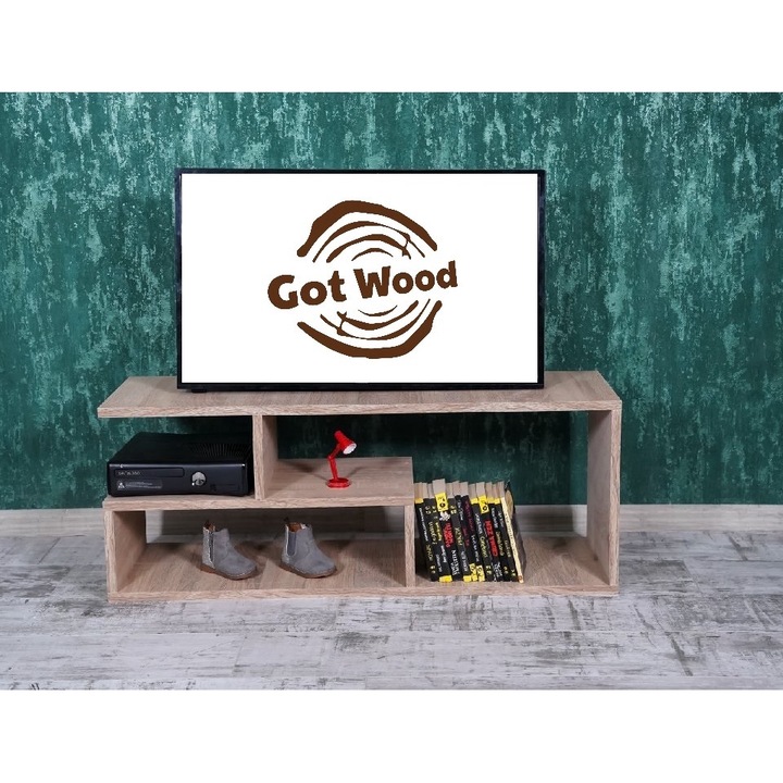 Többfunkciós TV szekrény, Oscar, Bardolino tölgy, 100 x 39 x 30 cm