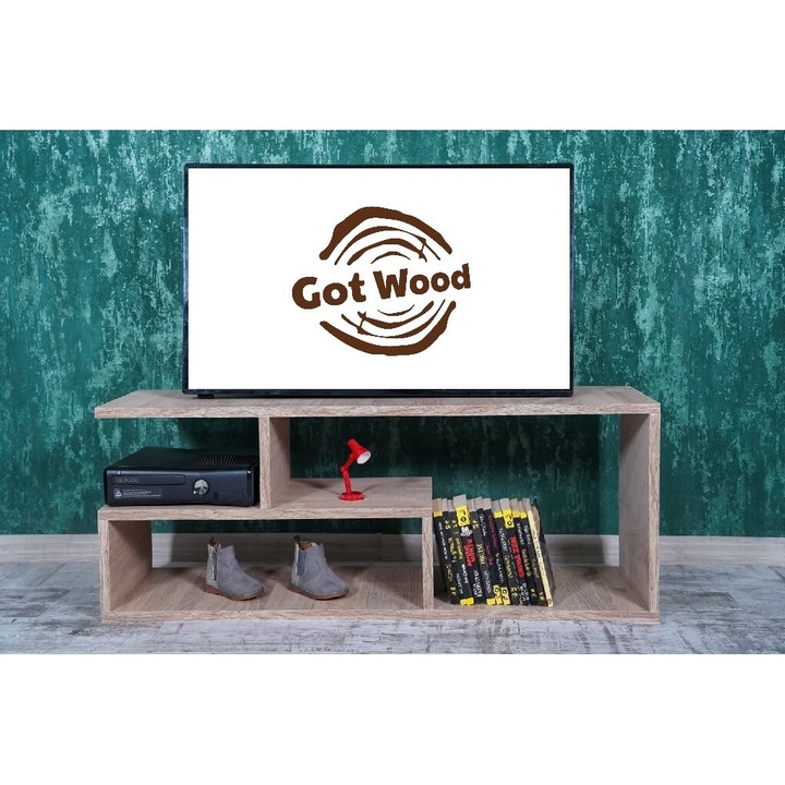 Comoda Tv din PAL, Parol, Stejar Bardolino, 80 X 39 X 25 cm