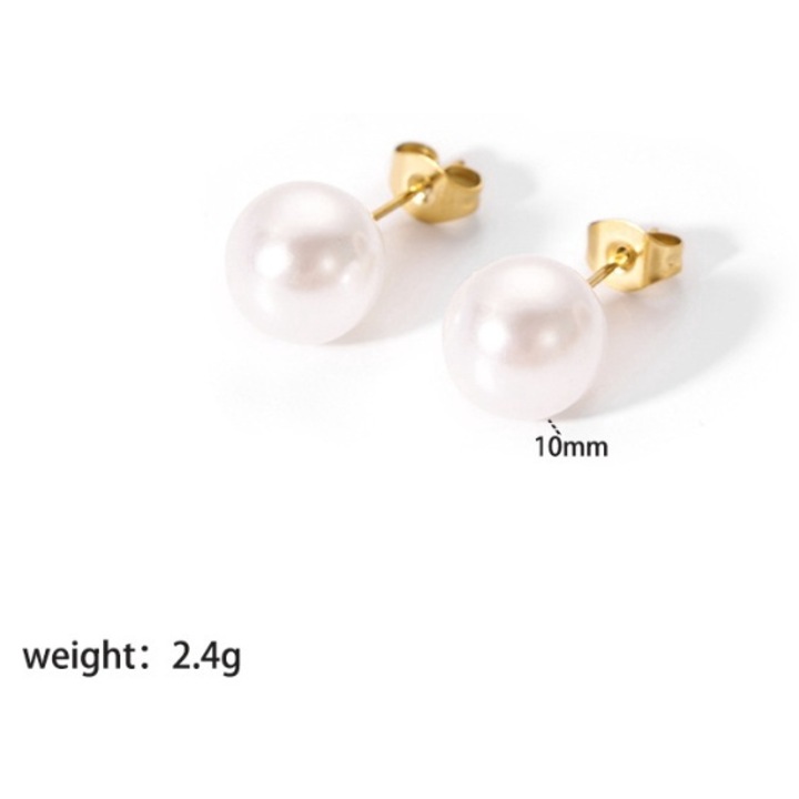 Cercei Argint cu Perle Naturale, 100% Argint 925, Antialergic, Aur, Roz, 10 mm