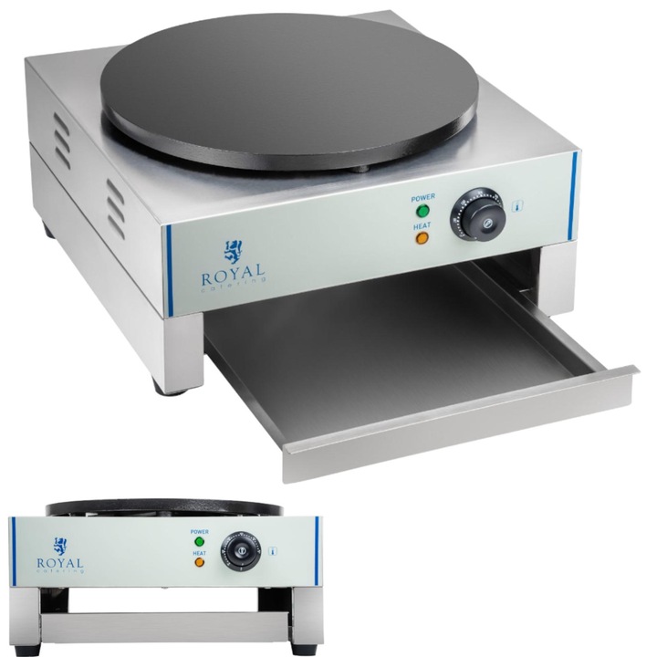 Aparat de preparat clatite Royal Catering, 3000W, Gri