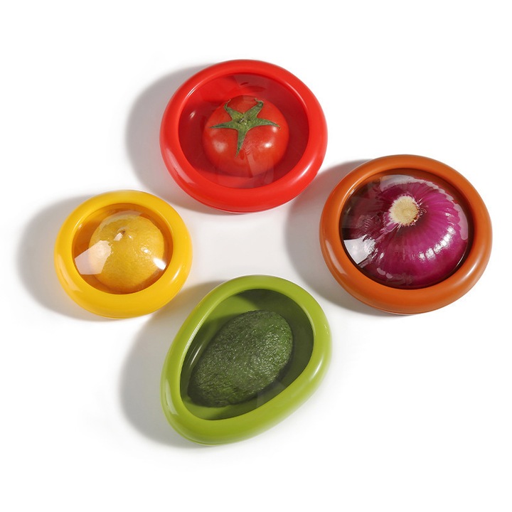 Set 4 recipiente alimentare, ABS, 4 Dimensiuni, Multicolor