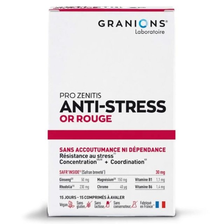 Supliment alimentar Anti-Stress cu extracte de plante, minerale si vitamine, Granions, 15 comprimate