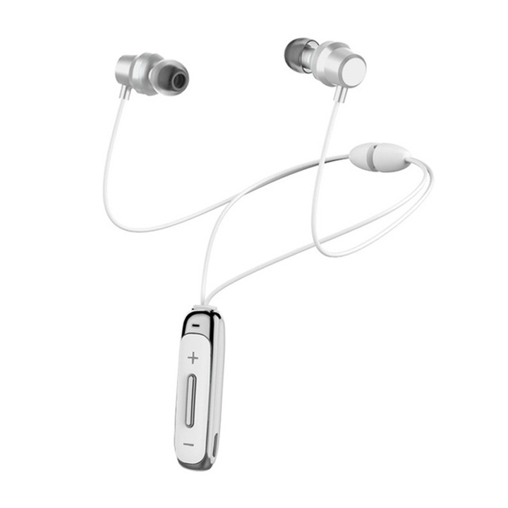 Casti Sport Bluetooth In-Ear BT315, Bluetooth 4.1, Microfon, Bass Sport, Alb