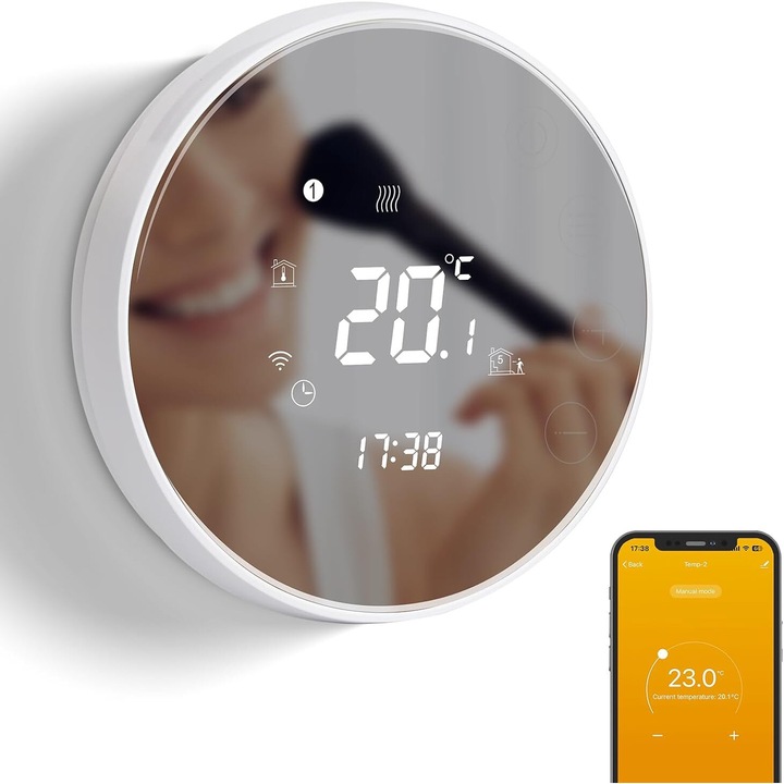 Интелигентен термостат Beok TGR86WIFI Tuya, за бойлер газ/вода, подово отопление, съвместим с Alexa, Google