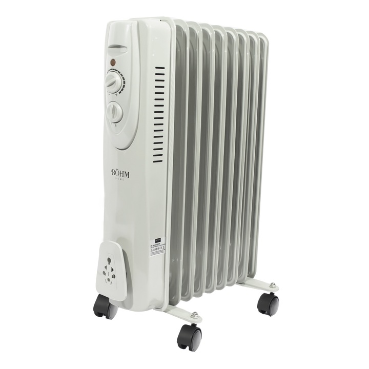 Calorifer Electric cu Ulei, Termostat, 8 elementi si 3 Trepte de Putere 800W / 1200W / 2000W, Culoare Alb