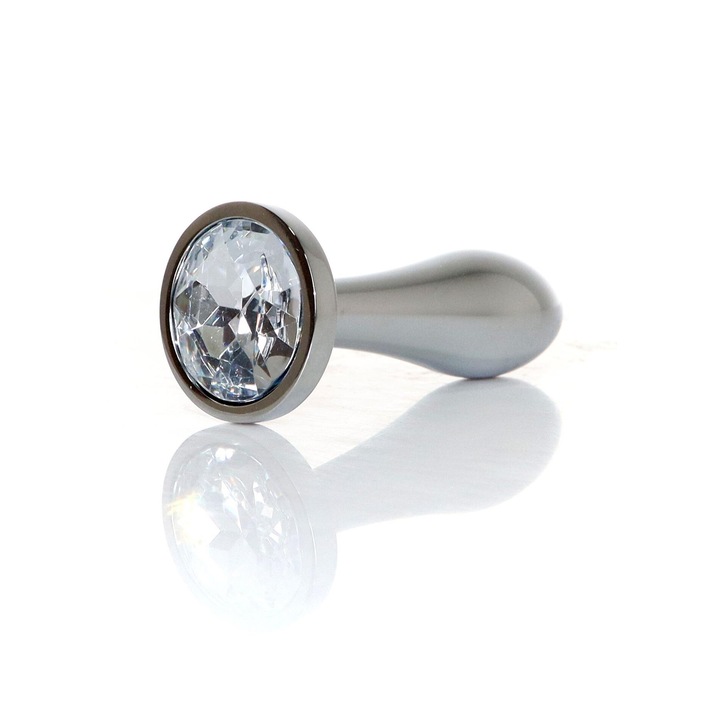 Boys Of Toys anális dugó, rozsdamentes acél, dekoratív kristály, ezüst/átlátszó, S