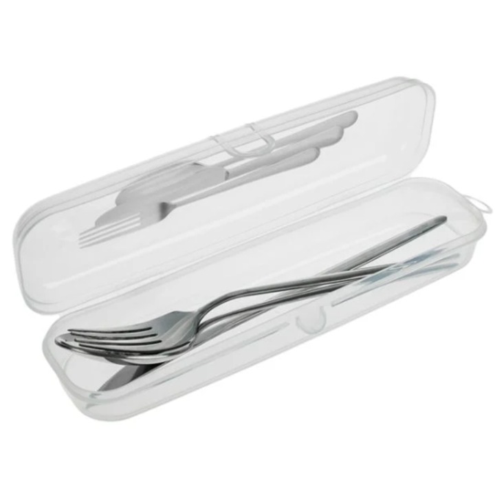 Husa Portabila din Plastic Transparenta pentru Tacamuri 23.6x7x4.15cm