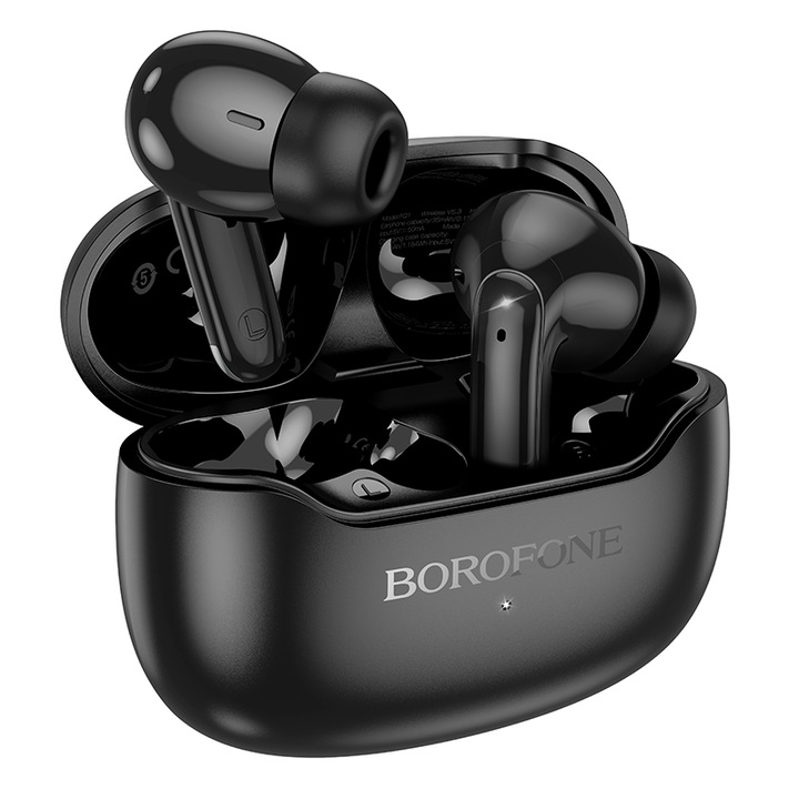 Casti Wireless In-Ear Borofone FQ1 TWS Shine, Bluetooth 5.4, Autonomie 7 ore, Negru