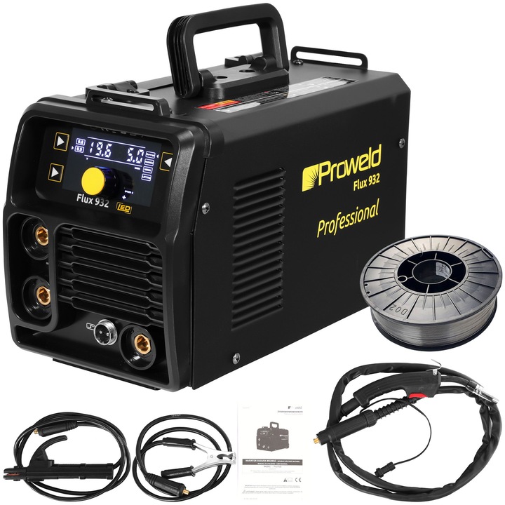 Aparat de sudura ProWELD Flux 932, tip invertor, functii MIG MMA LIFT-TIG, amperaj 120A, sarma sudare E71-11 1KG/D100