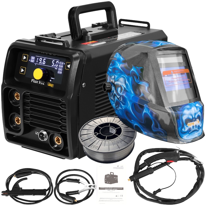 Aparat de sudura ProWELD Flux 932, tip invertor, functii MIG MMA LIFT-TIG, amperaj 120A, sarma sudare E71-11 1KG/D100, masca cristale lichide model KM8500