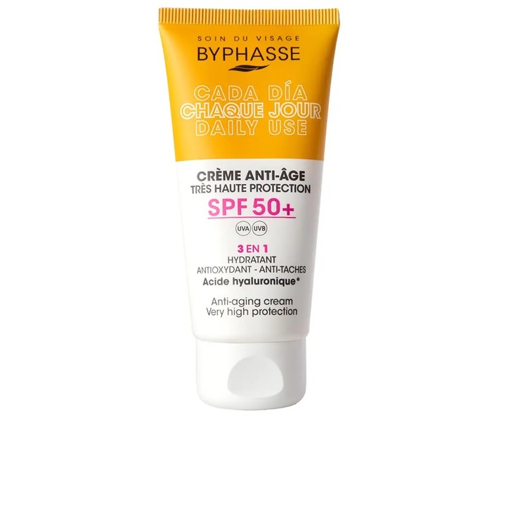 Crema hidratanta anti-rid cu protectie solara, Byphasse Crema Facial SPF50+, 50 ml