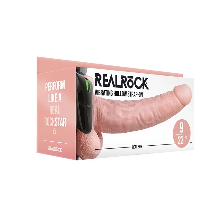 Strap-on, RealRock, Vibrator, 23cm, Bej