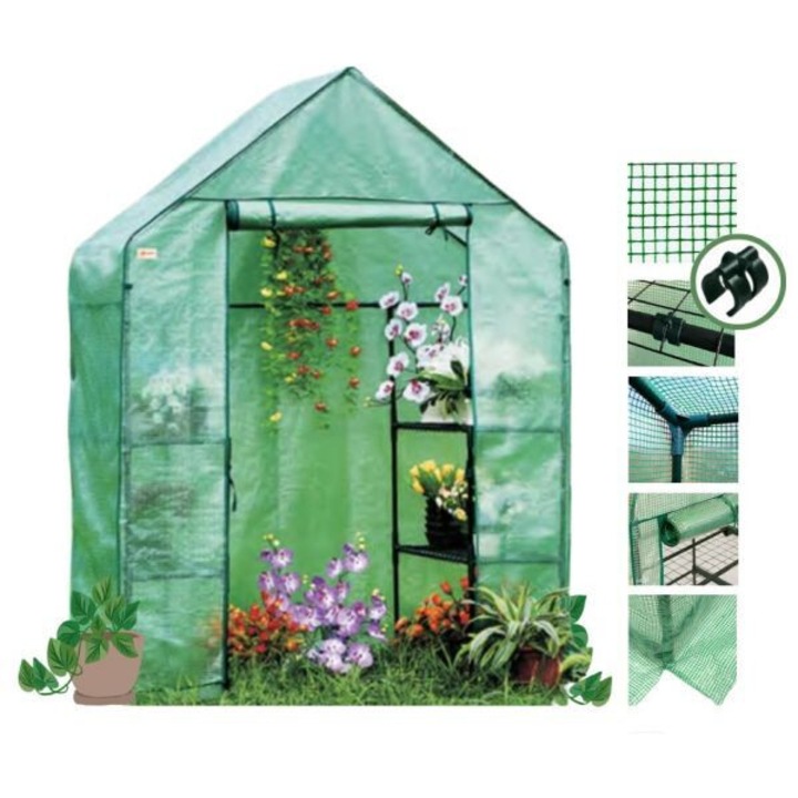 Tunel pentru gradina FENIKS 143x73x195cm, folie profesionala, 4 polite, structura metalica