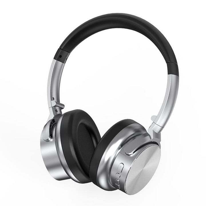 Casti Over-Ear Metal Retro ANC Bluetooth A53, Bluetooth 5.3, Reducere de zgomot activa, Negru