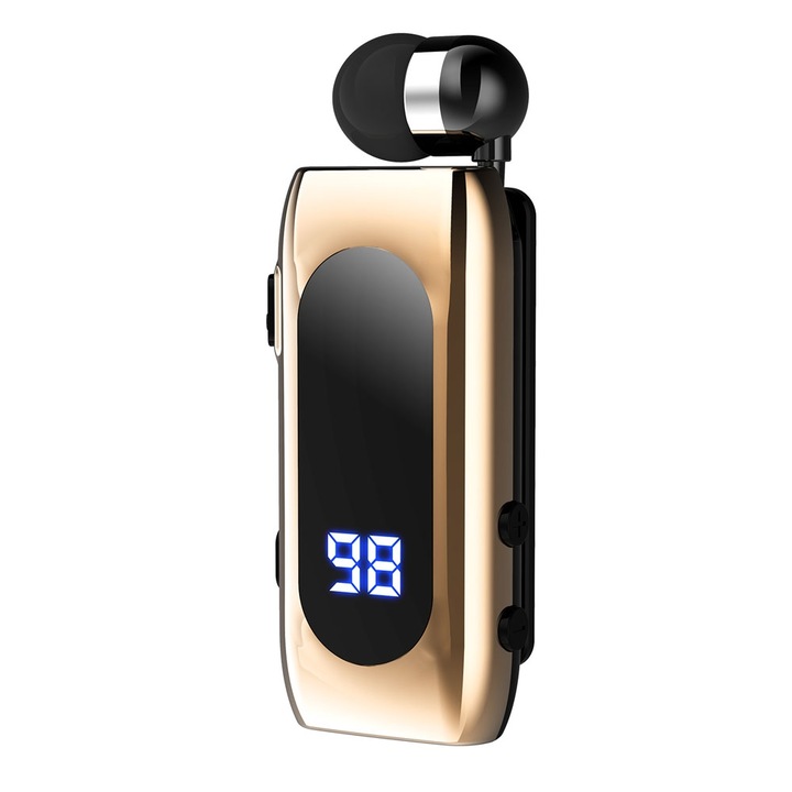 Casti Sport Wireless In-Ear K55, Bluetooth 5.2, Display Baterie, Notificare Vibratii, Clip Portabil, Autonomie 20h, Negru