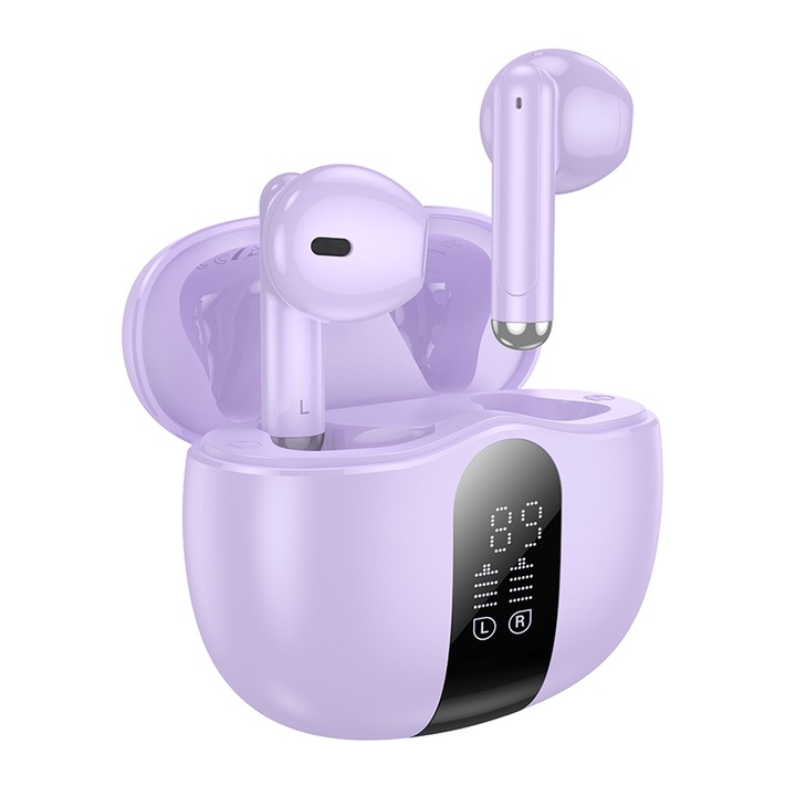 Casti Wireless In-Ear Borofone FQ2 TWS Air, Bluetooth 5.4, Autonomie 6h, Violet
