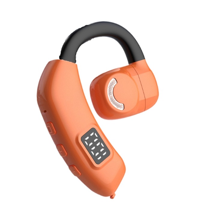 Casti Bluetooth Tip Banda OWS, Stereo, Sport, Autonomie 30h, Display Digital, Portocaliu