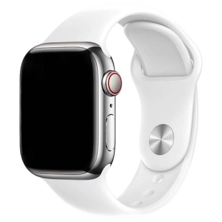 Curea din silicon, compatibila cu Apple Watch 2/3/4/5/6/7/8/9/10 42mm/SE, 38/40/41/42mm S/M, White