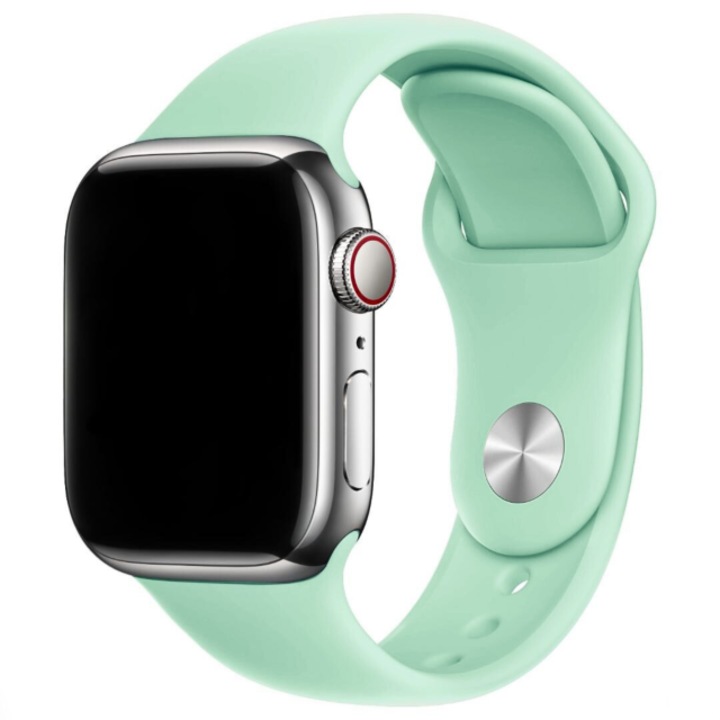 Curea din silicon, compatibila cu Apple Watch 2/3/4/5/6/7/8/9/10 46mm/11 46mm/SE/ULTRA, 42mm Seria 2/42mm Seria 3/44/45/46/49mm S/M, Pastel Mint