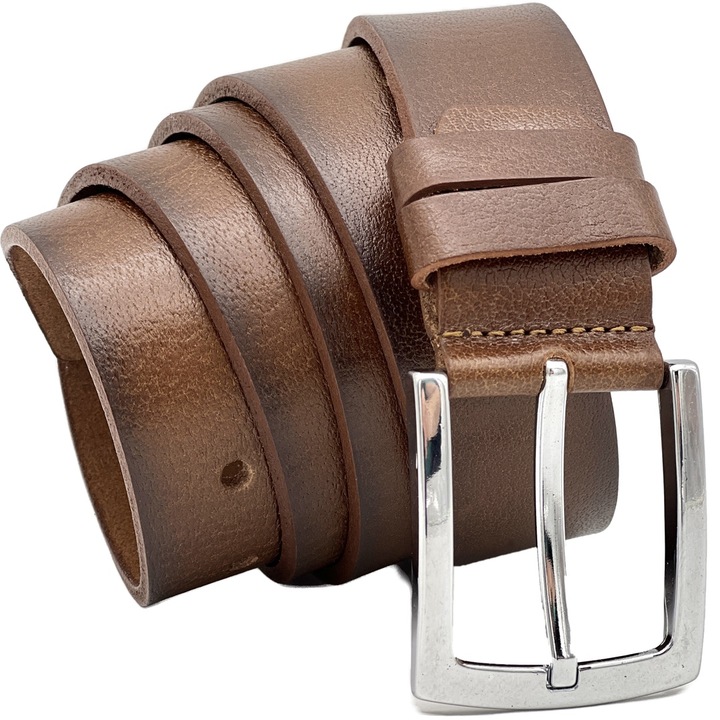 Curea Barbati Piele Naturala Maro si un Subtil Degrade de Negru, Mare, Latime 3, 6, Maro, 155