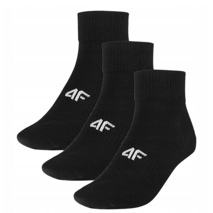 Дамски спортни чорапи 4F комплект 3 чифта черни памучни кройка около глезена 35-38 EU