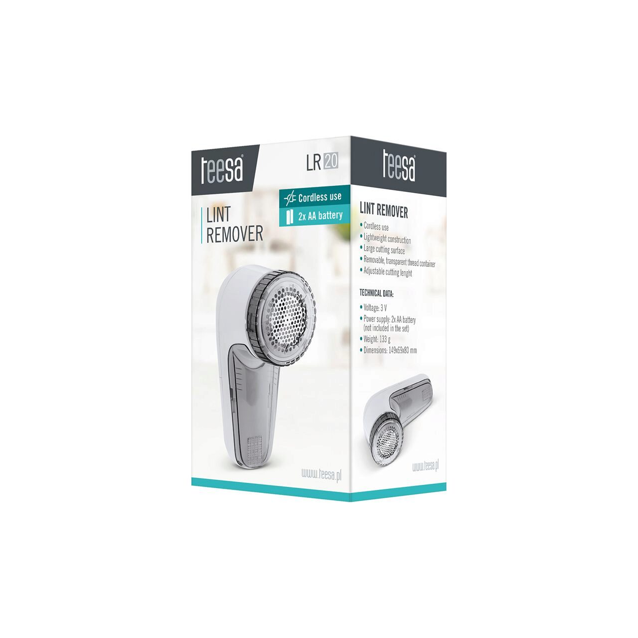 Aparat de curatat scame, Teesa capacitate 90 ml, 3 V, alimentare baterii 2xAA