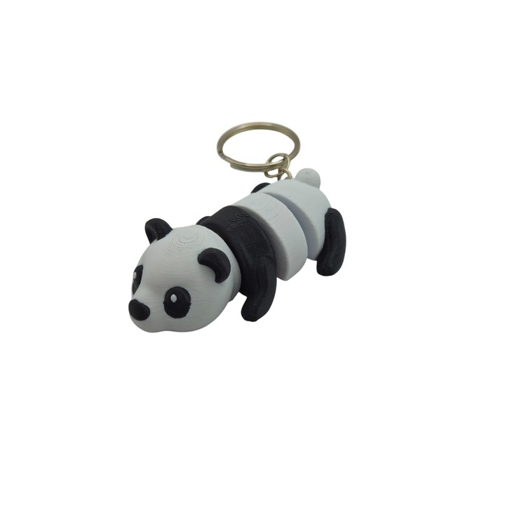 Breloc Panda Articulat, Plastic, Alb/Negru