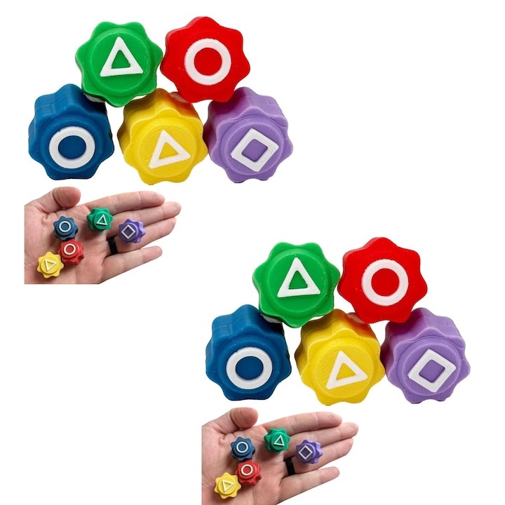 Set 2 Jocuri interactive Coreean Gonggi tip Squid Game si Jocul Calamarului, multicolor, Virtual Trend®