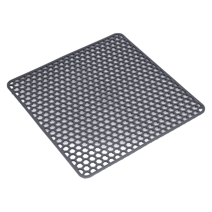 Protectie pentru chiuveta din silicon, Gratar protectie fund chiuveta, Axroad Mall, Rezistenta la caldura, Design fagure, Multifunctional, Scurgerea rapida a apei fara a se acumula, 34.5x34.5cm, Gri inch