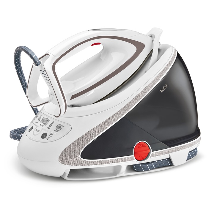Tefal Iron Station Pro Express Ultimate GV9567 vasalóállomás, 2600 W, 7,7 bar, 1,9 literes tartály, 155 g/perc gőzteljesítmény, 500 g/perc gőzerősítés, 5 hőmérséklet-beállítás, ECO fehér/szürke