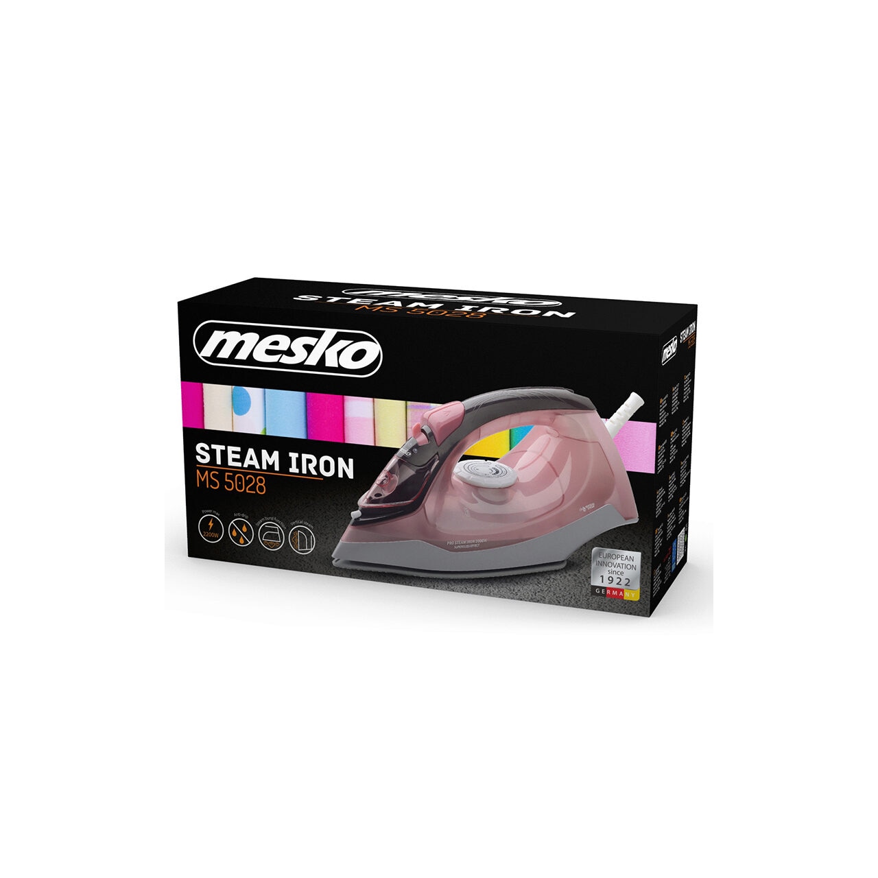 Fier de calcat cu talpa ceramica, 2200W, Anti-picurare, Termostat reglabil, calcare verticala