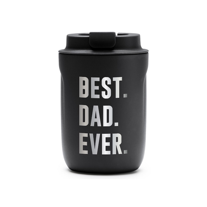 Термос чаша Intelli® Travel Mag Tanik, Best Dad, Без BPA, Поддържа напитката гореща или студена, Вместимост 250 ml, Черна, 1878334 TaBL 17