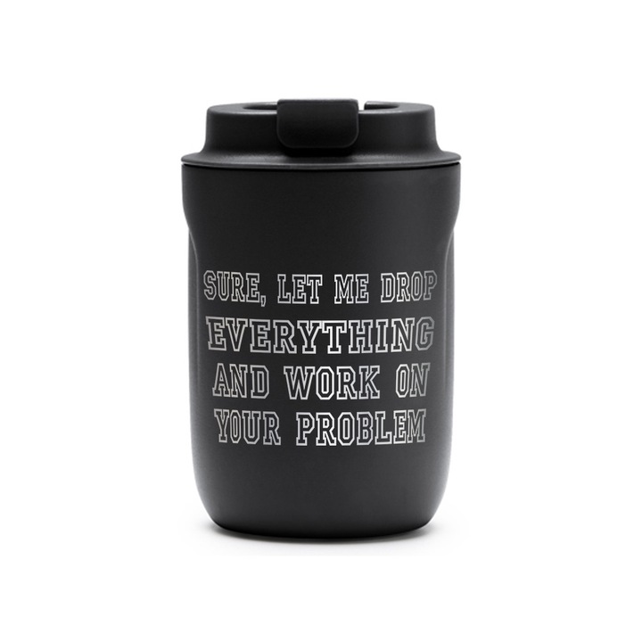 Термос чаша Intelli® Travel Mag Tanik, Работете върху проблема си, Без BPA, Поддържа напитката гореща или студена, Капацитет 250 мл, Черна, 1878334 TaBL 27