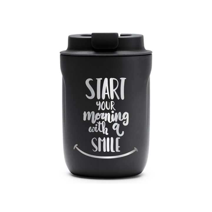 Термо чаша Intelli® Travel Mag Tanik, Smiling morning, без BPA, запазва напитката гореща или студена, вместимост 250 мл, черна, 1878334 TaBL 118