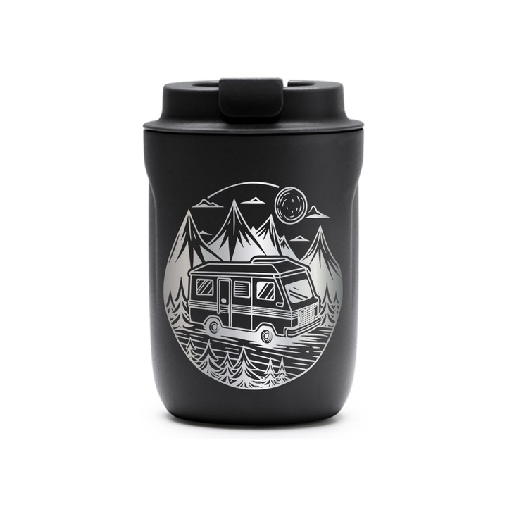 Термос чаша Intelli® Travel Mag Tanik, Изследвайте света, Без BPA, Поддържа напитката гореща или студена, Капацитет 250 мл, Черна, 1878334 ТаБЛ 20