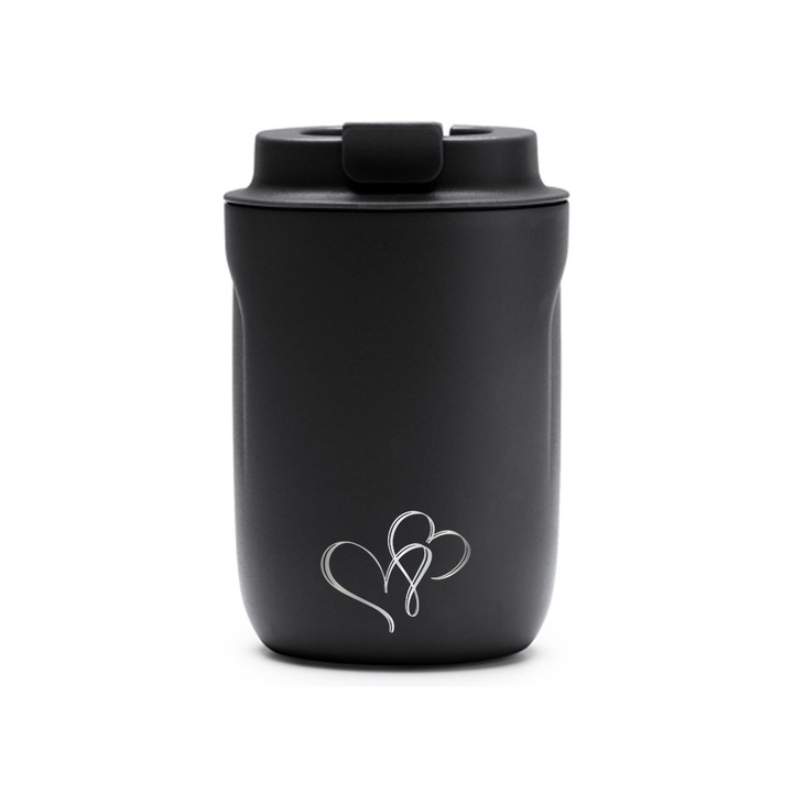 Термос Cana Intelli® Travel Mag Tanik, Double Heart, без BPA, запазва напитката гореща или студена, вместимост 250 мл, черен, 1878334 TaBL 5