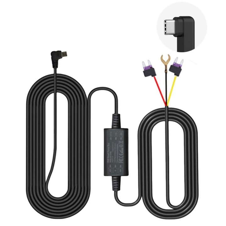 Kit alimentare continua pentru camera de bord la panoul de sigurante cu transformator 12-24V la Type-C 5V/3A, Protectie descarcare baterie