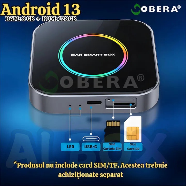 Modul auto AI Box Android 13 goBERA®, Wireless CarPlay & Android